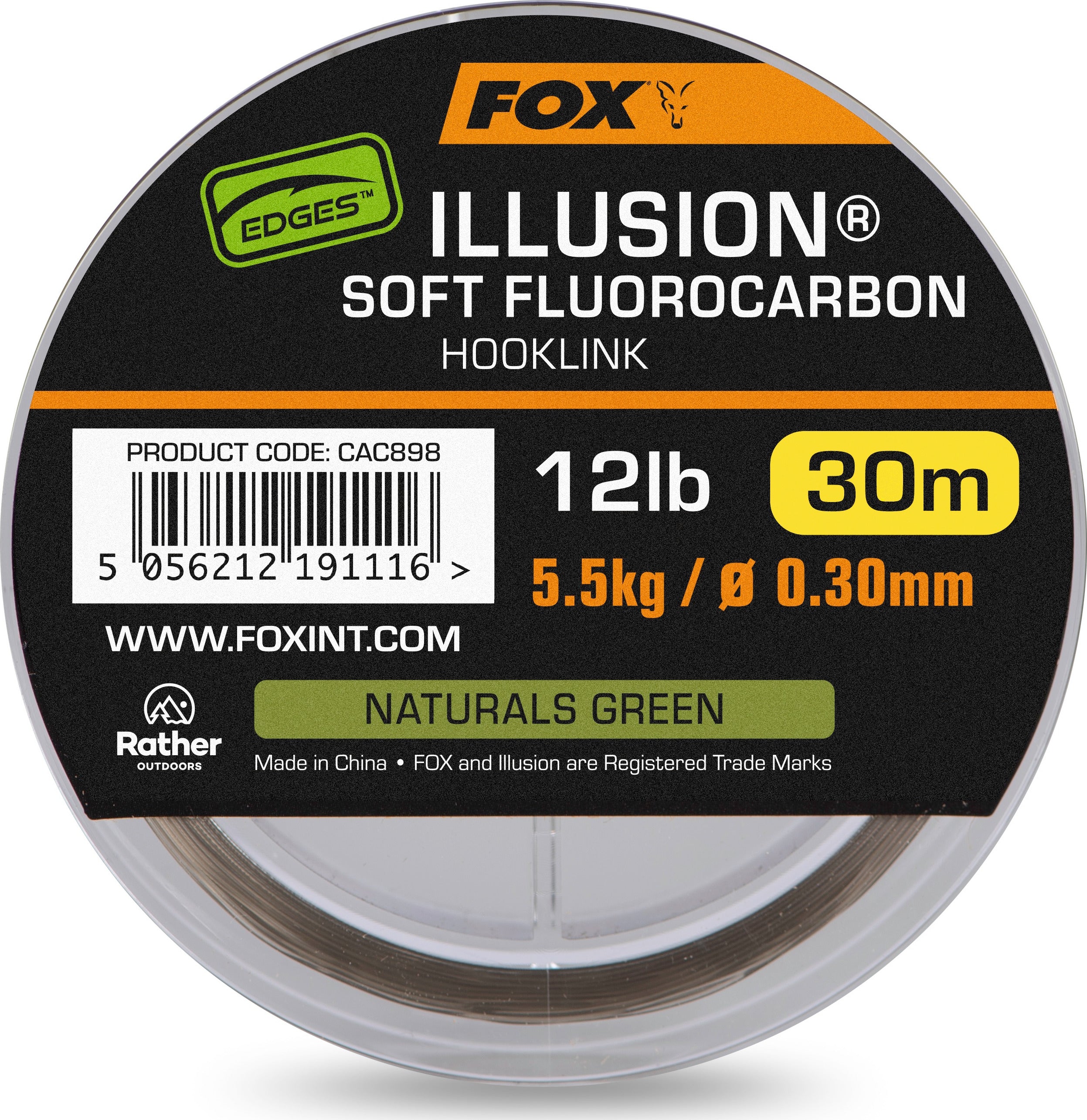 Edges Illusion Soft Fluorocarbon Hooklink 16lb 7.3kg 0.35mm 30m naturals green