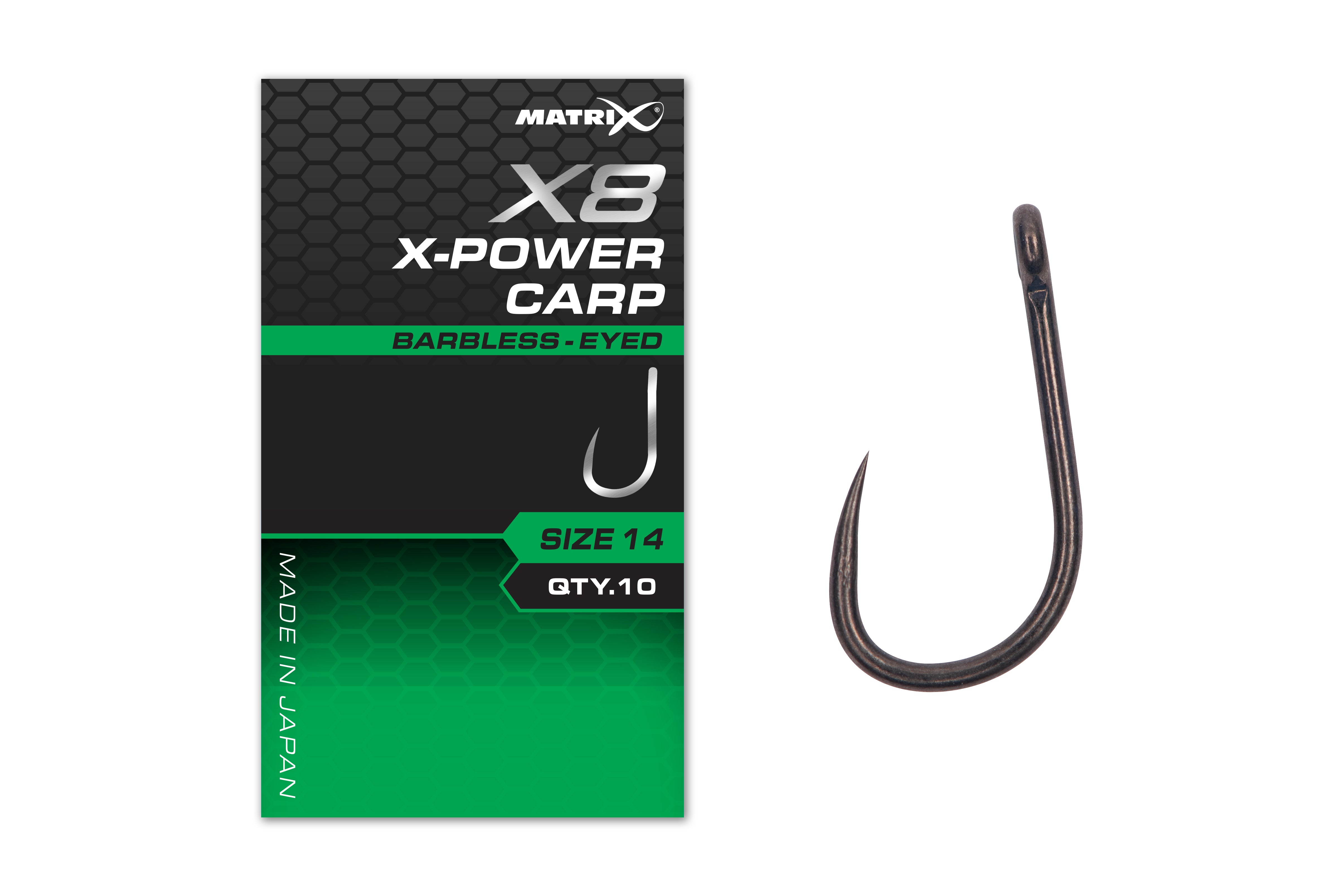 X8 X-Power Carp Size 10 Barbless Eyed