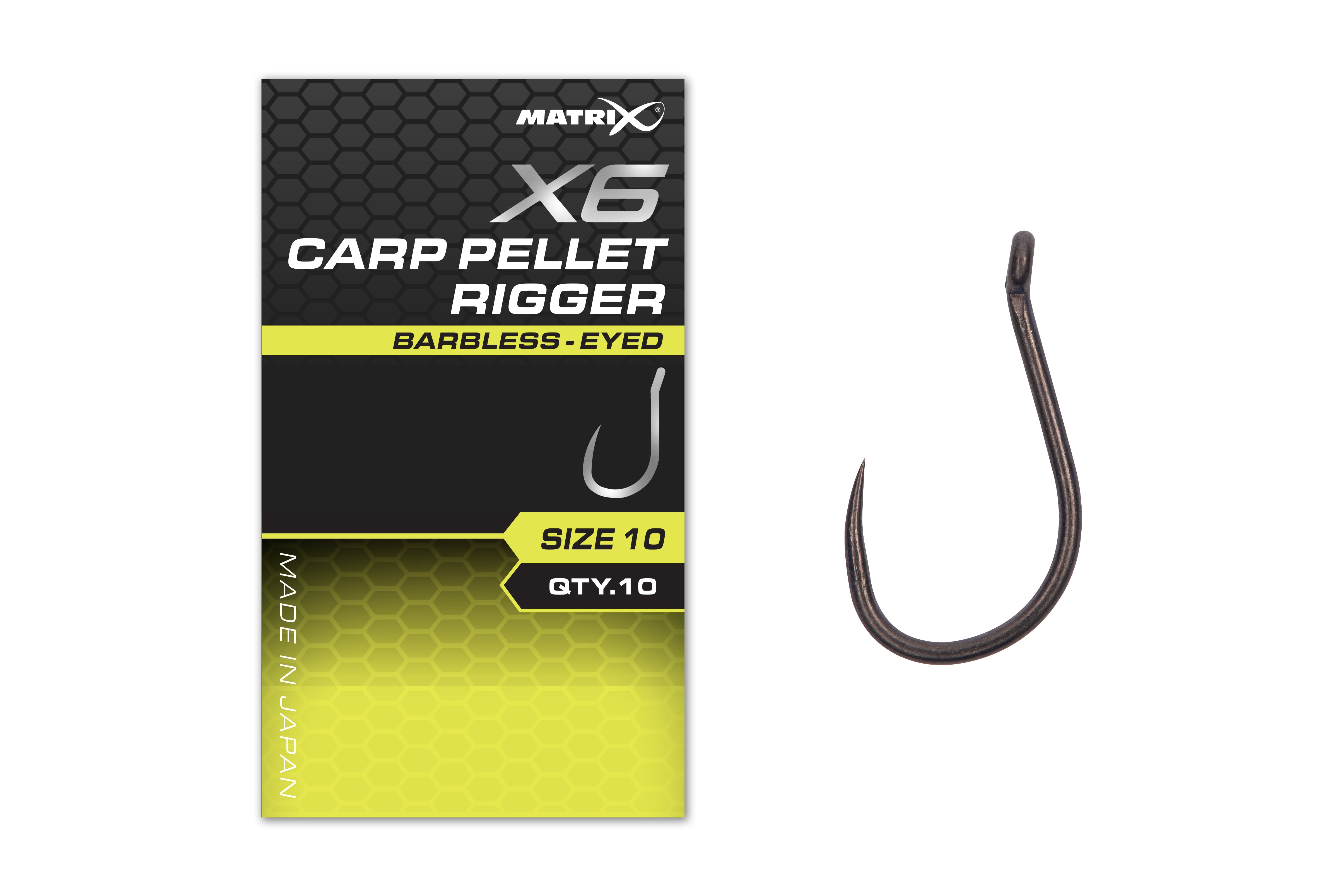 X6 Carp Pellet Rigger Size 10 Barbless Eyed