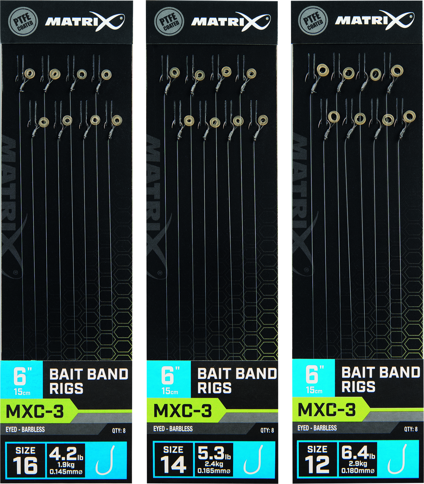 MXC-3 Size 16 0.145mm 6 15cm Barbless Bait Band