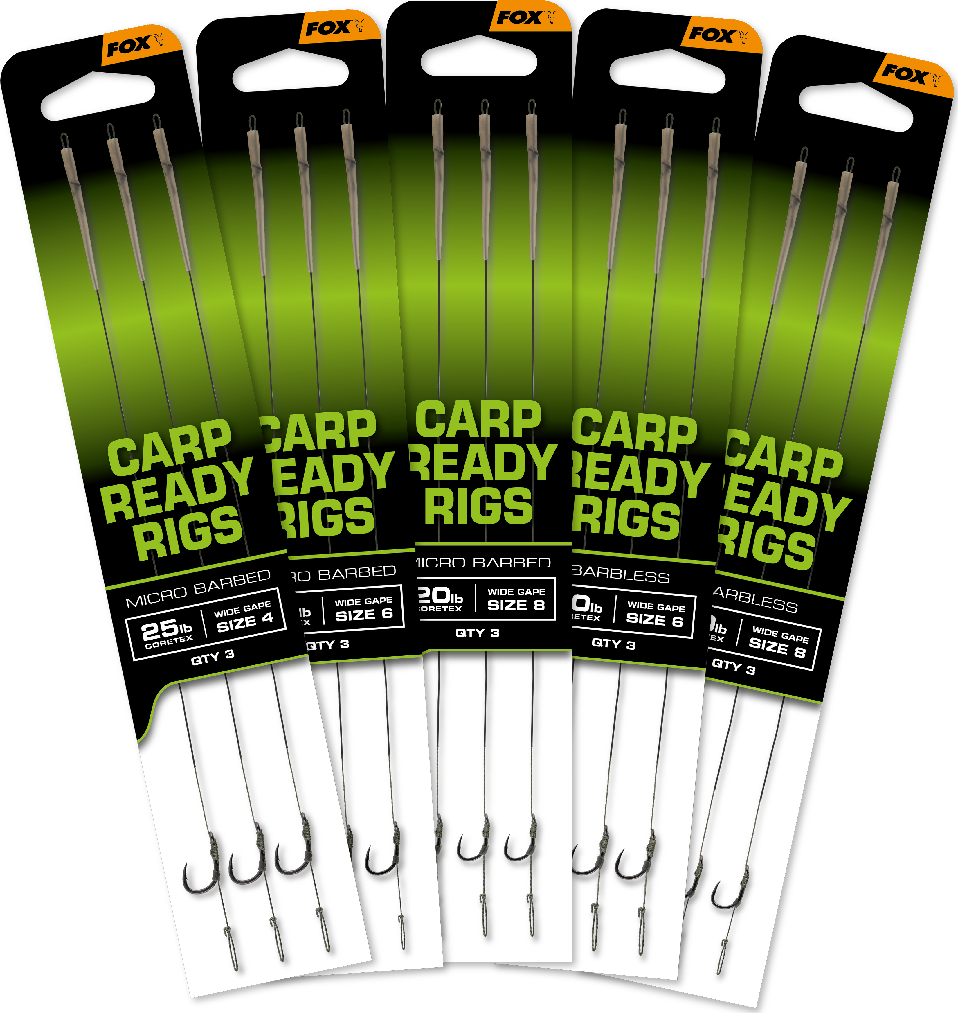 Carp Ready Rigs Wide Gape Size 6 Barbless 20lb 3pcs