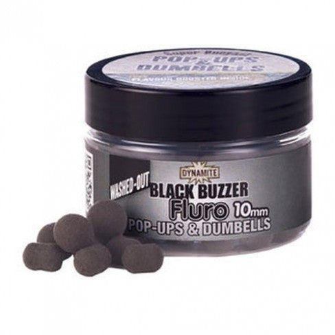 Black Buzzer Fluro Pop Ups 10mm boilies and dumbells cutie