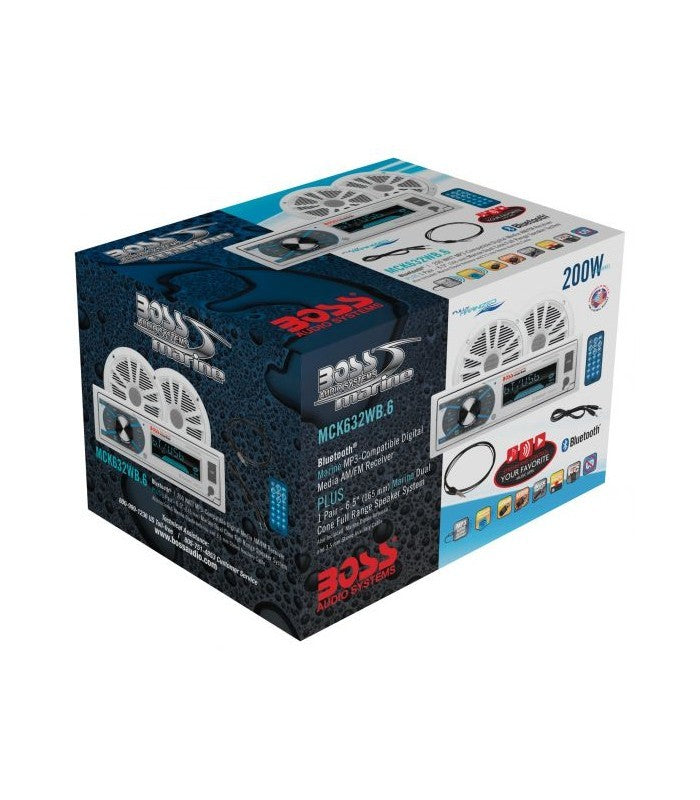 Boss Marine sistem audio 240W AM/FM CD/player digital / bluetooth, 2 boxe, antena (alb)
