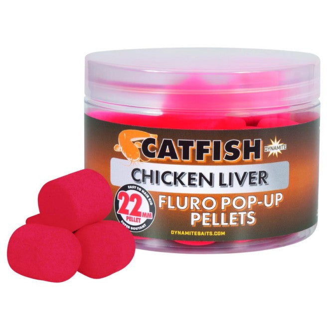 Catfish Chicken Liver Fluro Pop-Up Pellets 22mm cutie