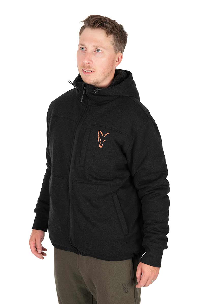 Fox Collection Sherpa Jacket Black & Orange