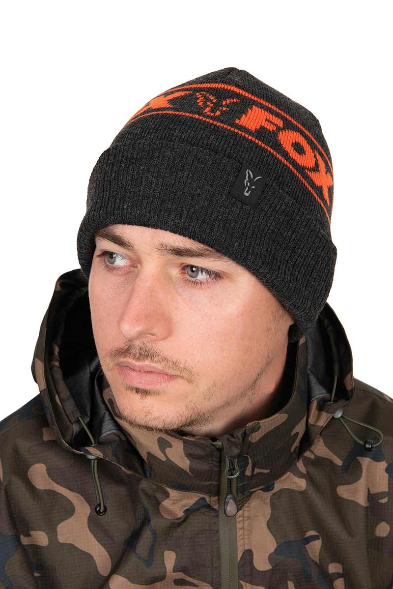 Fox Collection Beanie Hat - Black & Orange