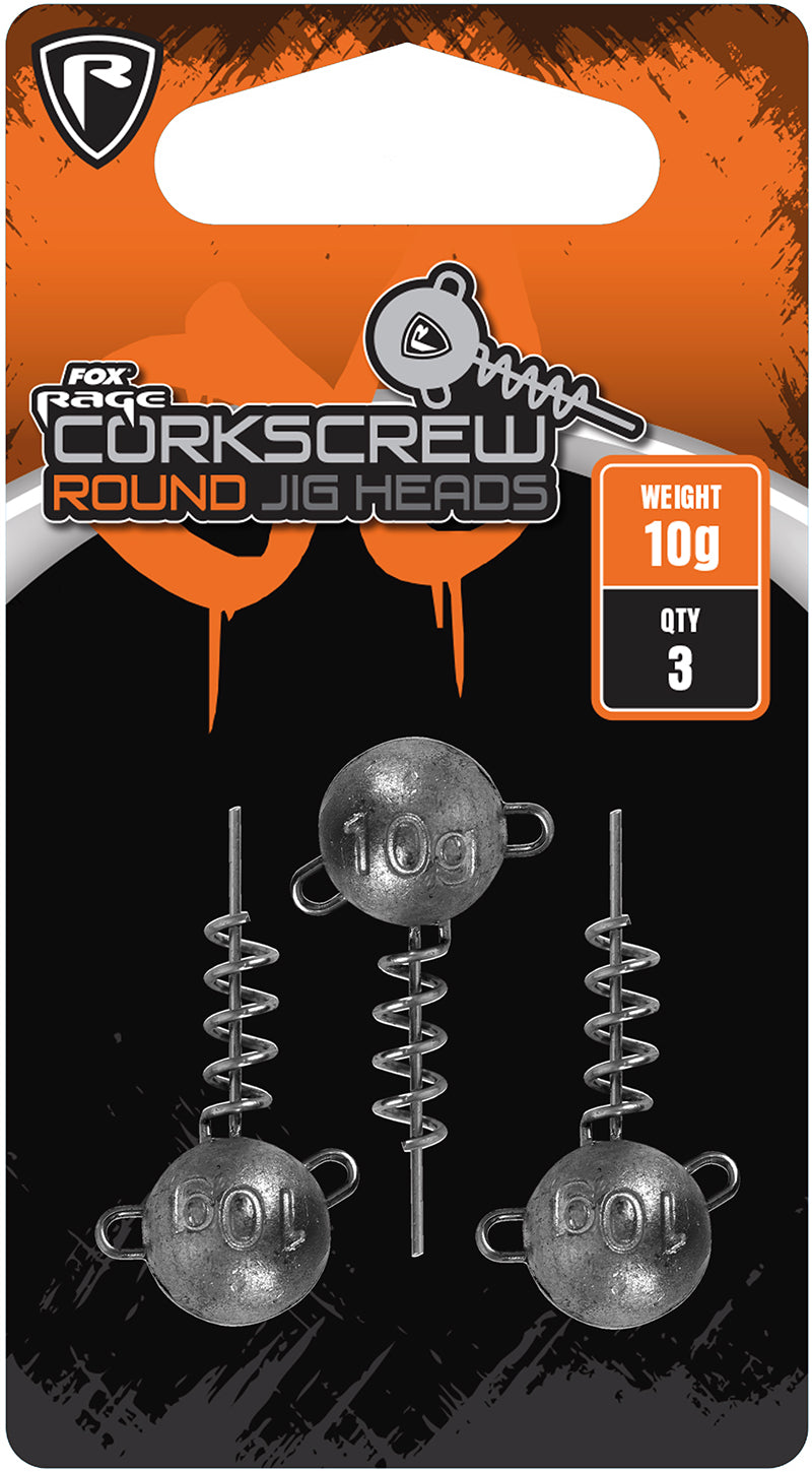 Fox Rage Corkscrew Round Jig Heads (3 Pack)