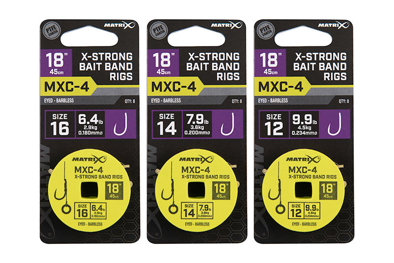 Matrix MXC-4 X-Strong Bait Band Rigs 45cm/18ins