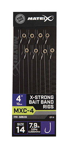 Matrix MXC-4 X-Strong Bait Band Rigs 10cm/4ins
