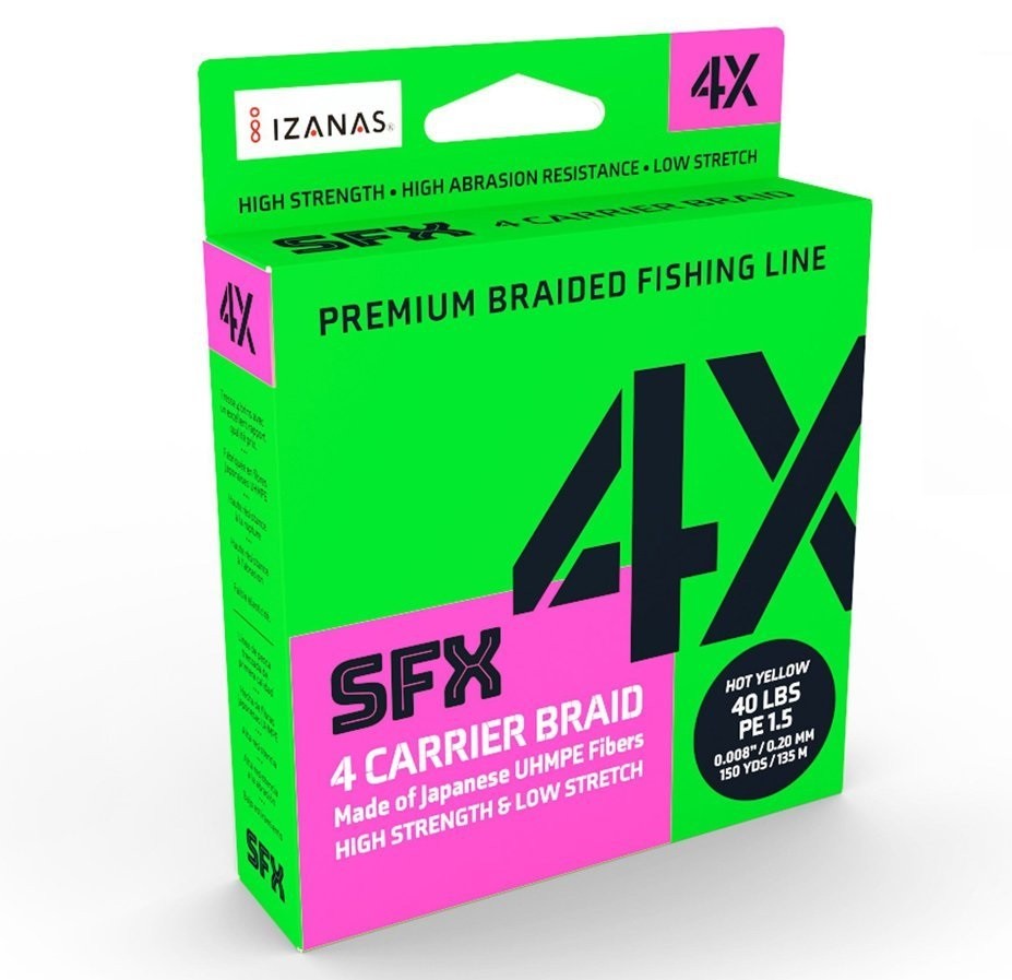 SUFIX SFX 4X BRAID 150YDS 0.185MM/10KG/ 1.2/22LB/HOT YELLOW