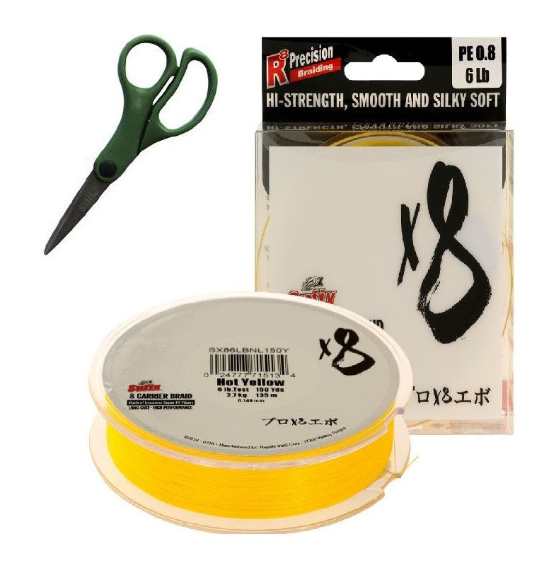 Sufix X8 135M 0.205MM 17.5KG 39LB HOT YELLOW + forfecuta