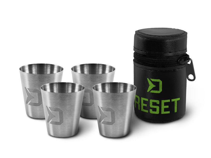 Set de păhărele inox Delphin RESET 4v1 4x30ml