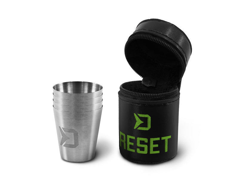 Set de păhărele inox Delphin RESET 4v1 4x30ml
