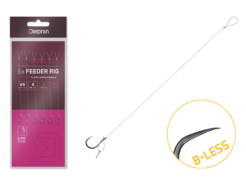Montură Delphin FLR D-rig / 6buc 8cm / 0,22mm / B-LESS #8 / Sting 7mm