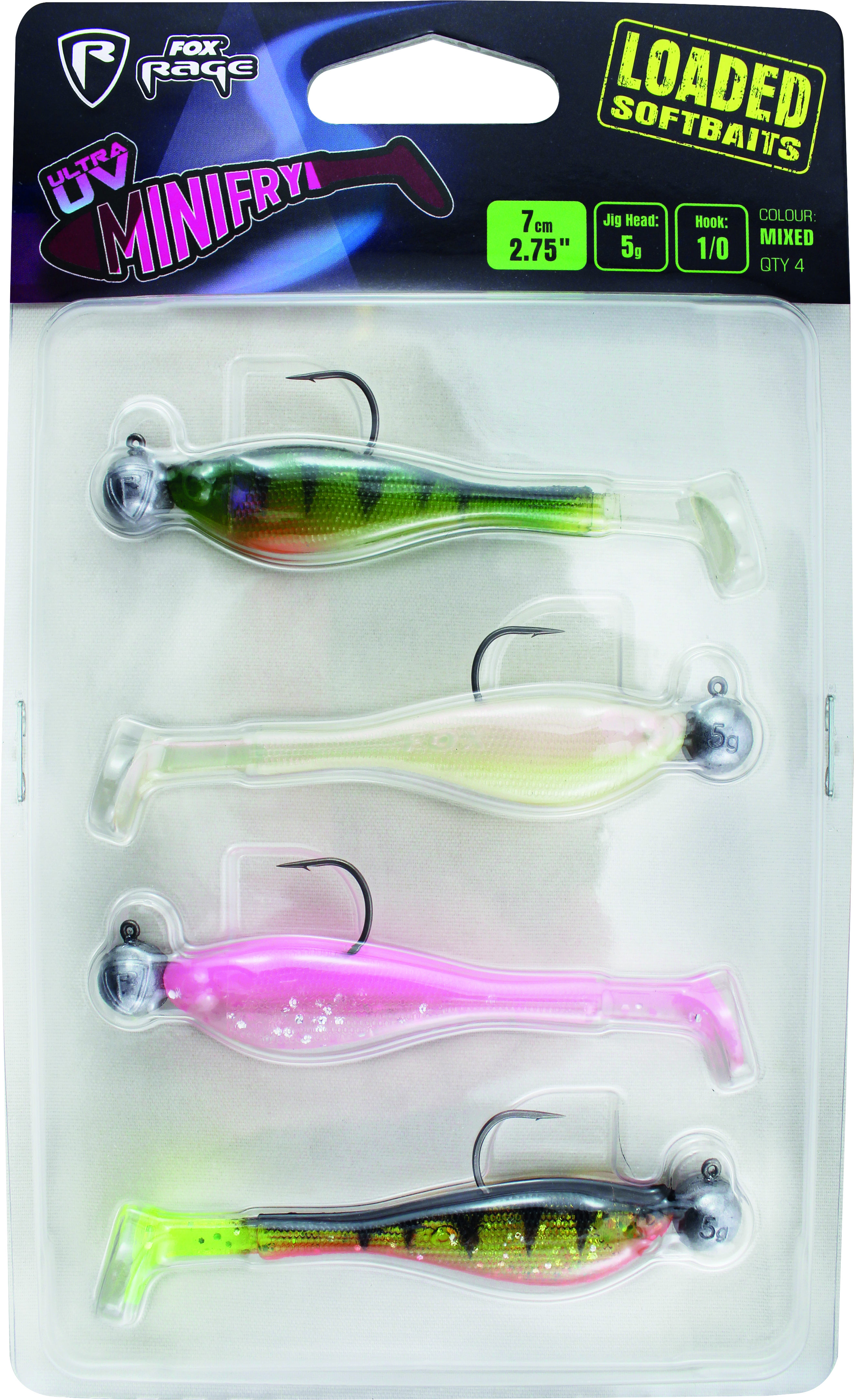 Mini Fry Loaded Mixed & UV Mixed Colours Packs 1 7cm 5g 1 0in 