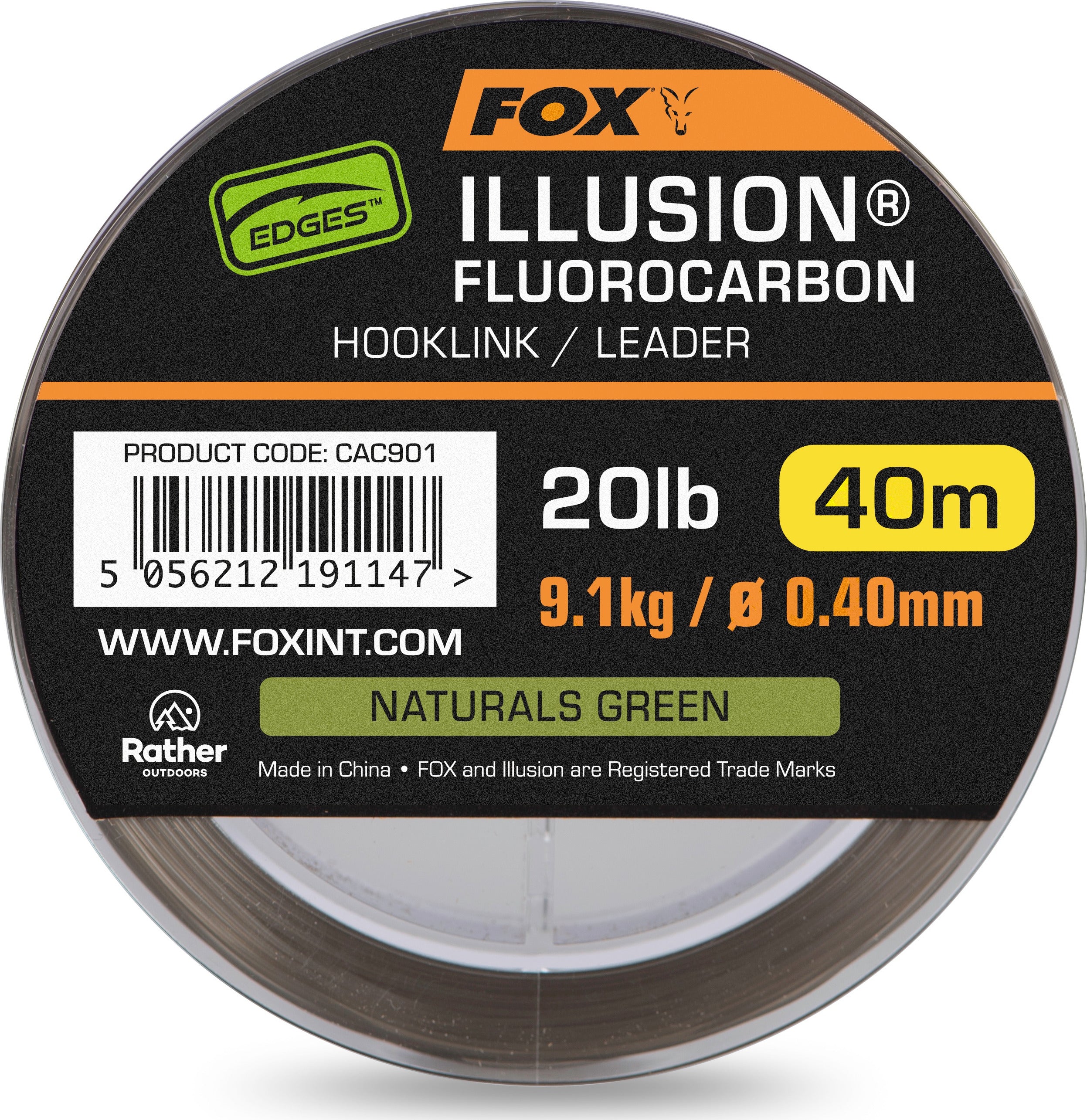 Edges Illusion Fluorocarbon 20lb 9.1kg 0.40mm 40m naturals green