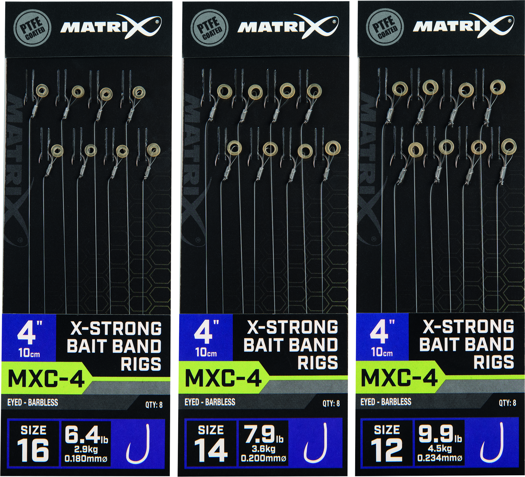MXC-4 Size 12 Barbless 0.23mm 4 10cm X-Strong Bait Band 8pcs