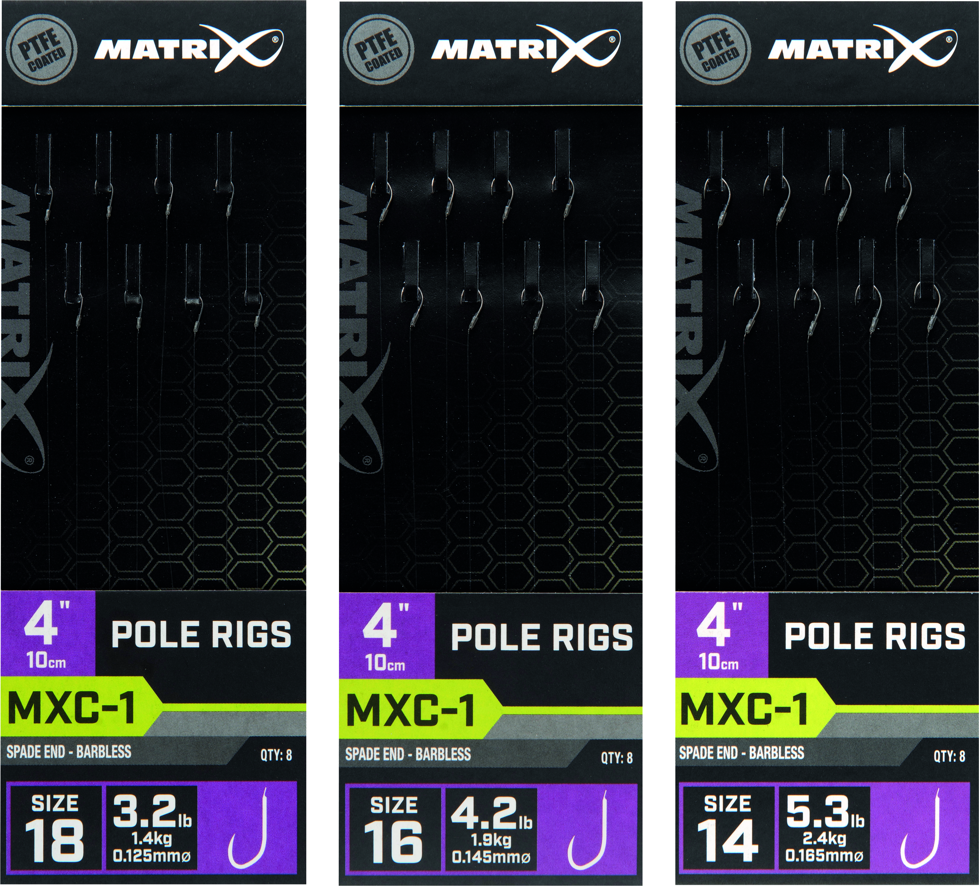 MXC-1 Size 14 0.165mm 4 10cm Barbless Pole Rig