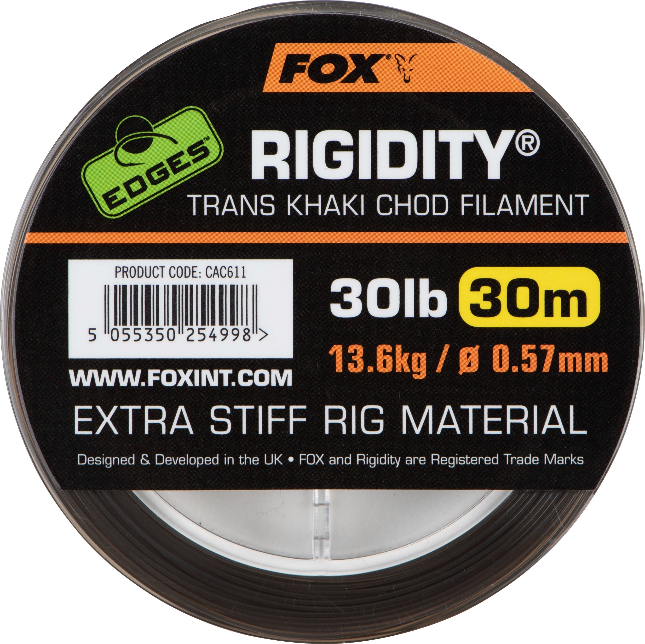 Edges Rigidity Chod Filament 0.57mm 30lb 30m trans khaki