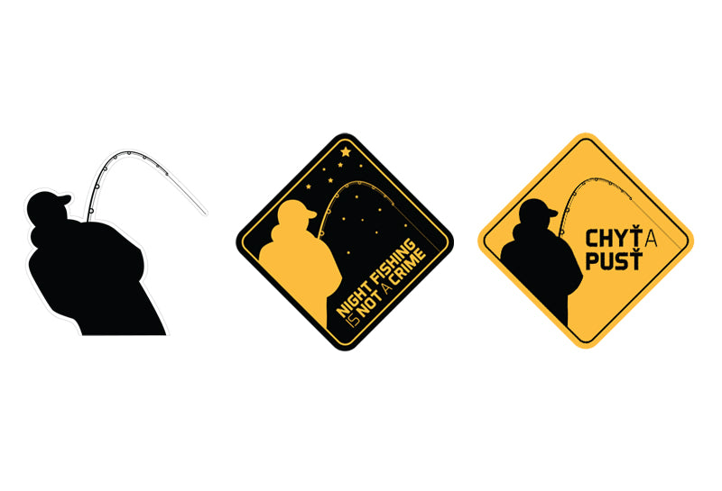Sticker silueta pescarului 7x7cm