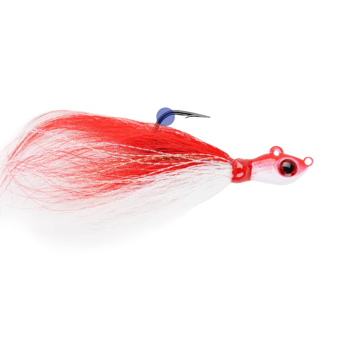JIG BIG EYE BUCKTAIL RED WHITE CRYSTAL FLASH 3,5G
