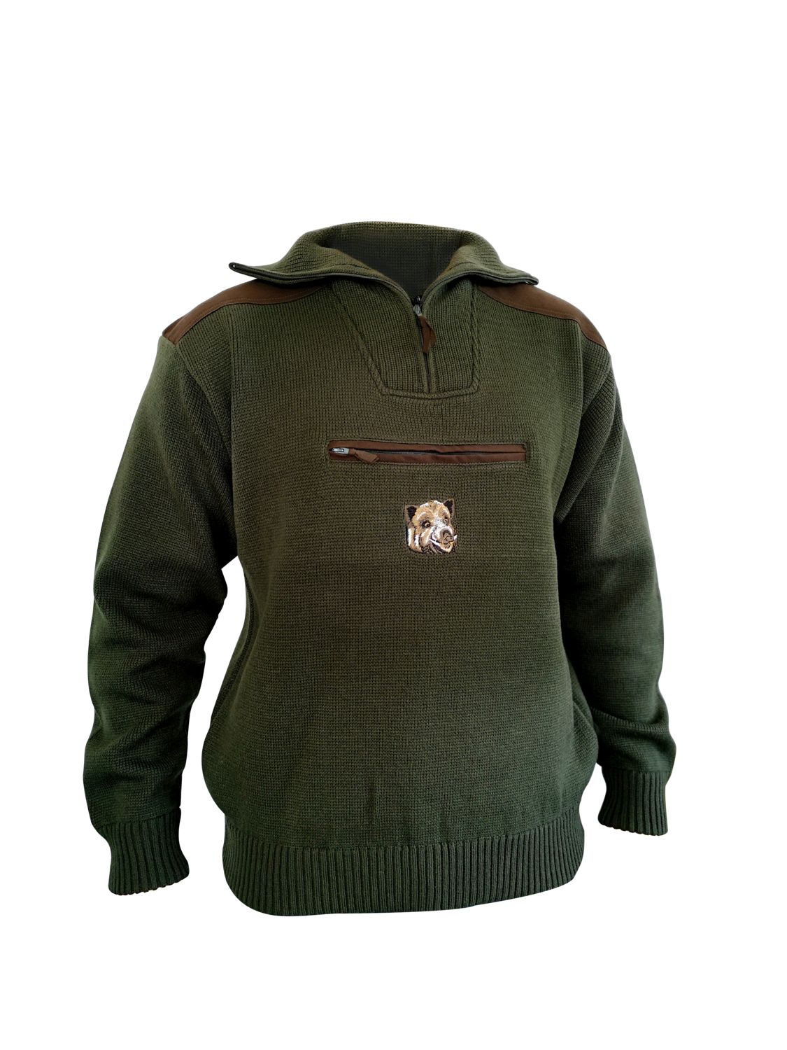 PULOVER TROYER VERDE CU BRODERIE MAR.L
