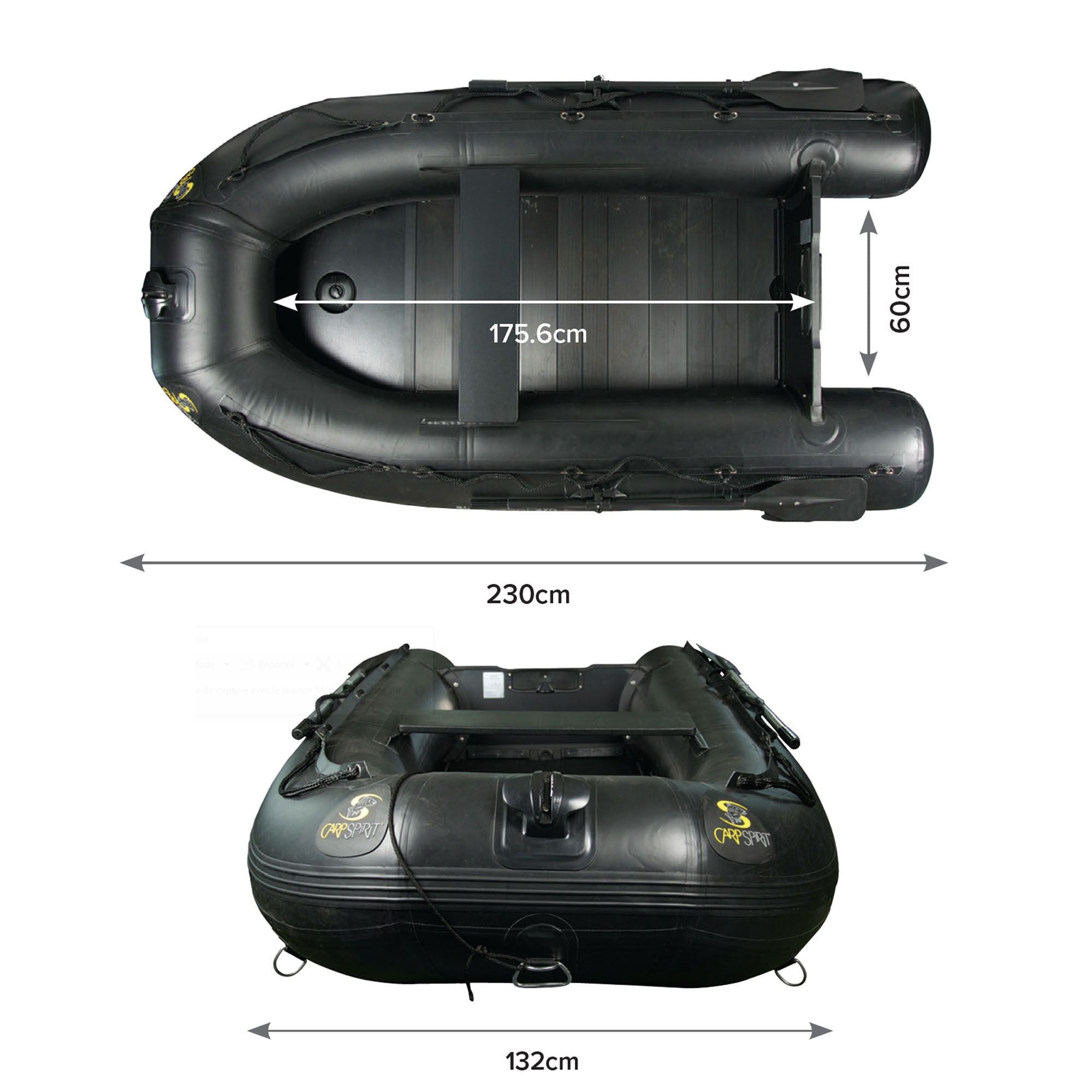 Barca gonflabila neagra (chila gonflabila, podina aluminiu) 230 cm