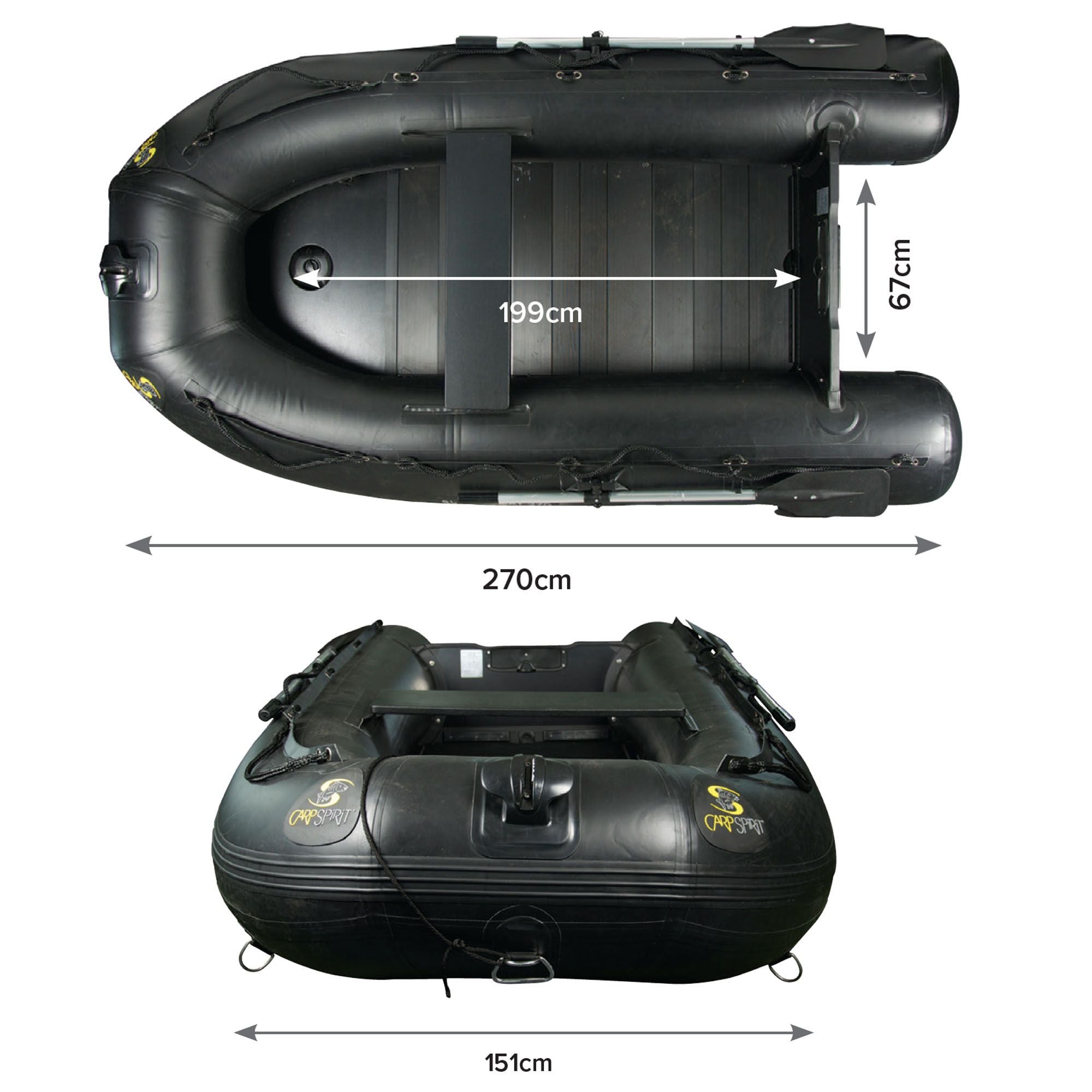 Barca gonflabila neagra (chila gonflabila, podina aluminiu) 270 cm