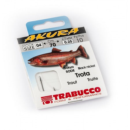 Cârlige legate Trabucco Akura pentru păstrăv și clean, 10 buc/plic