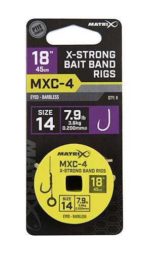 Matrix MXC-4 X-Strong Bait Band Rigs 45cm/18ins