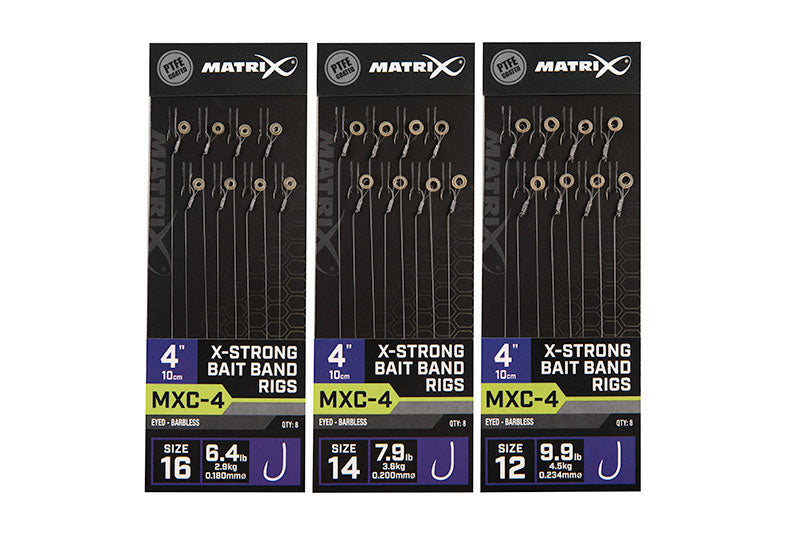 Matrix MXC-4 X-Strong Bait Band Rigs 10cm/4ins