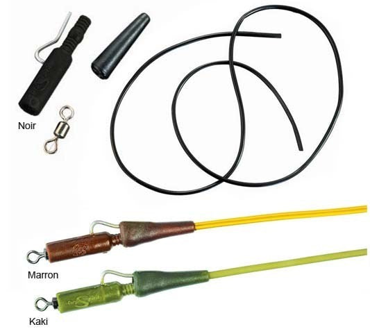 Set rig negru (3 clipsuri metalice + 3 conuri + 3 vartejuri nr8 + 3 tuburi PVC)