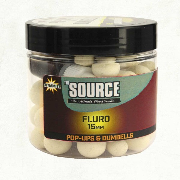 Source White Fluro Pop Ups and dumbells 15mm cutie