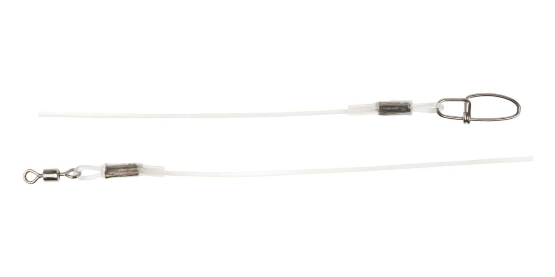 Struna fluorocarbon 27,5cm 0,100mm (2 buc) + vartej + agrafa rapida
